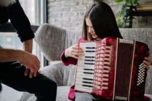 Girl playing an accordion