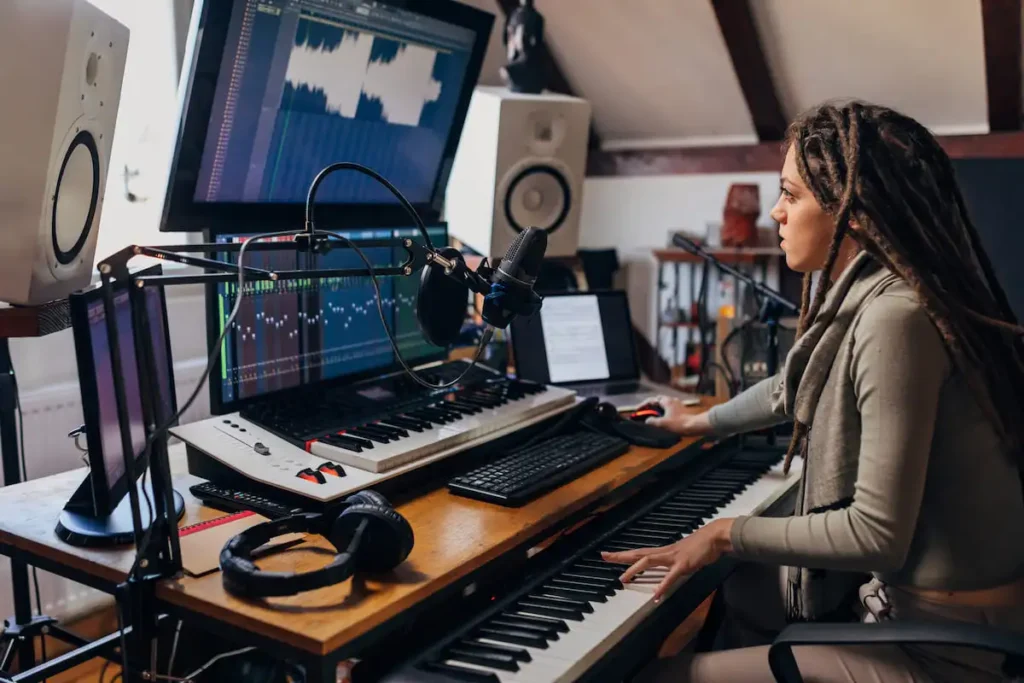A female music producer working