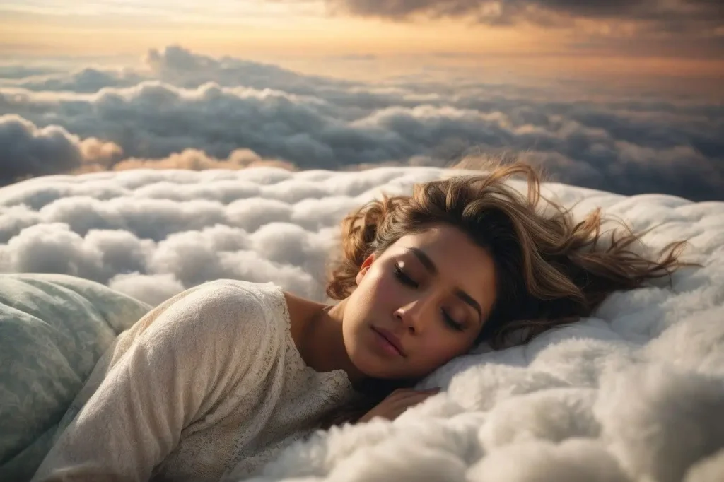 girl sleeping in clouds